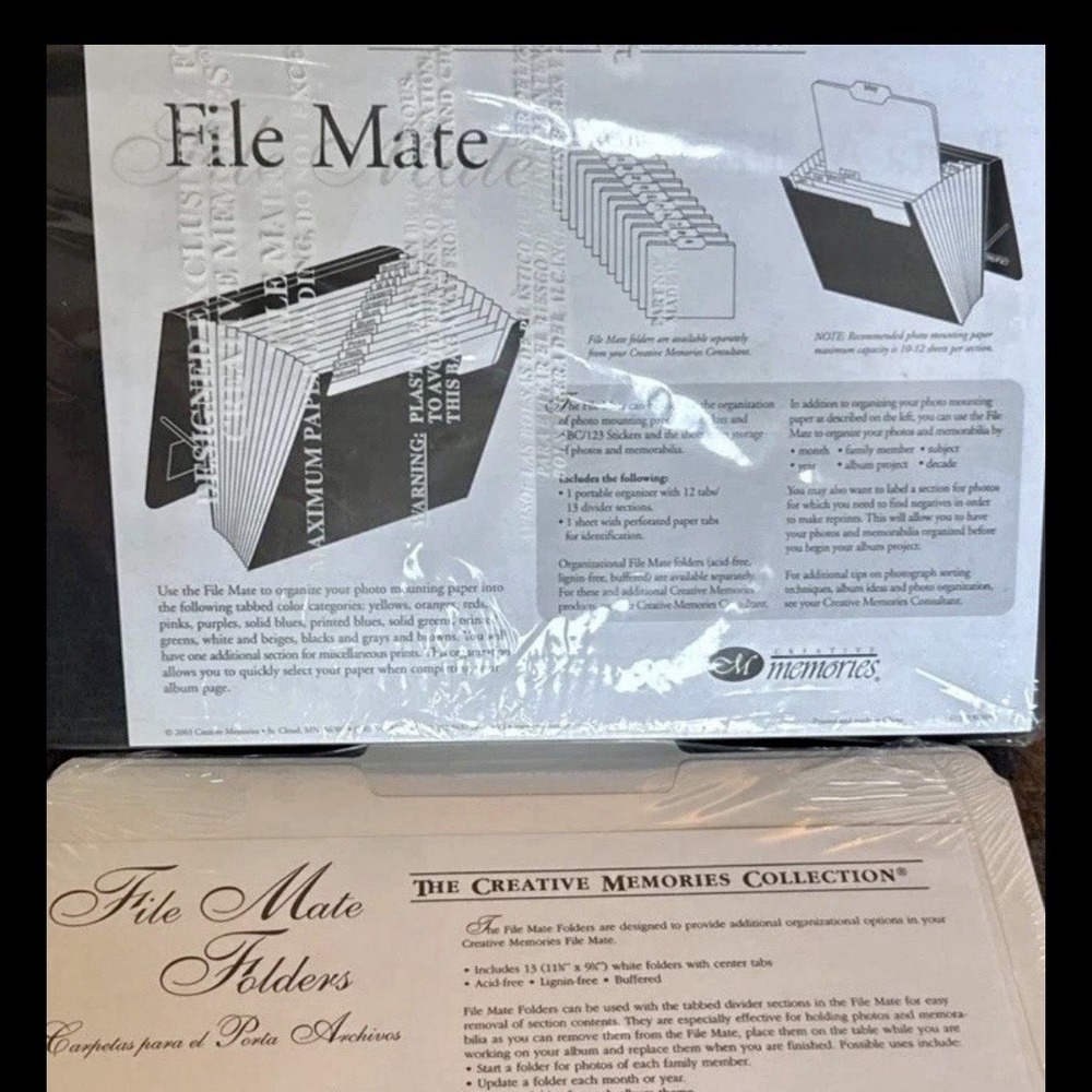 Creative Memories File Mate Organizer & 13 New Folders Photo Craft Scrapbook